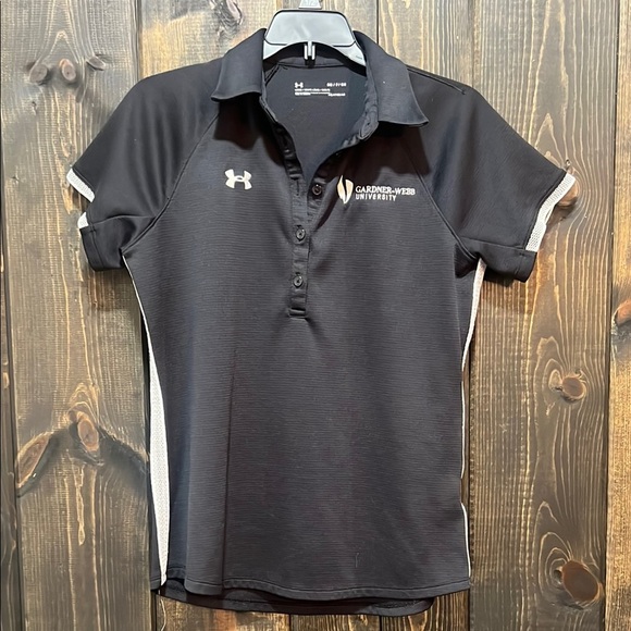 Under Armour Polo Top S Black Gardner-Webb University Logo Loose Heatgear Preppy - Picture 1 of 9